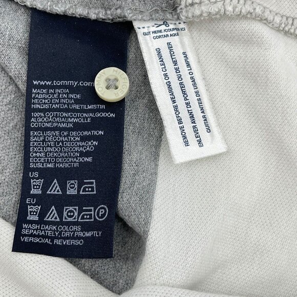 Tommy Hilfiger Men's Large Polo Shirt Custom Fit Preppy Gray Striped Rugby - Picture 7 of 8